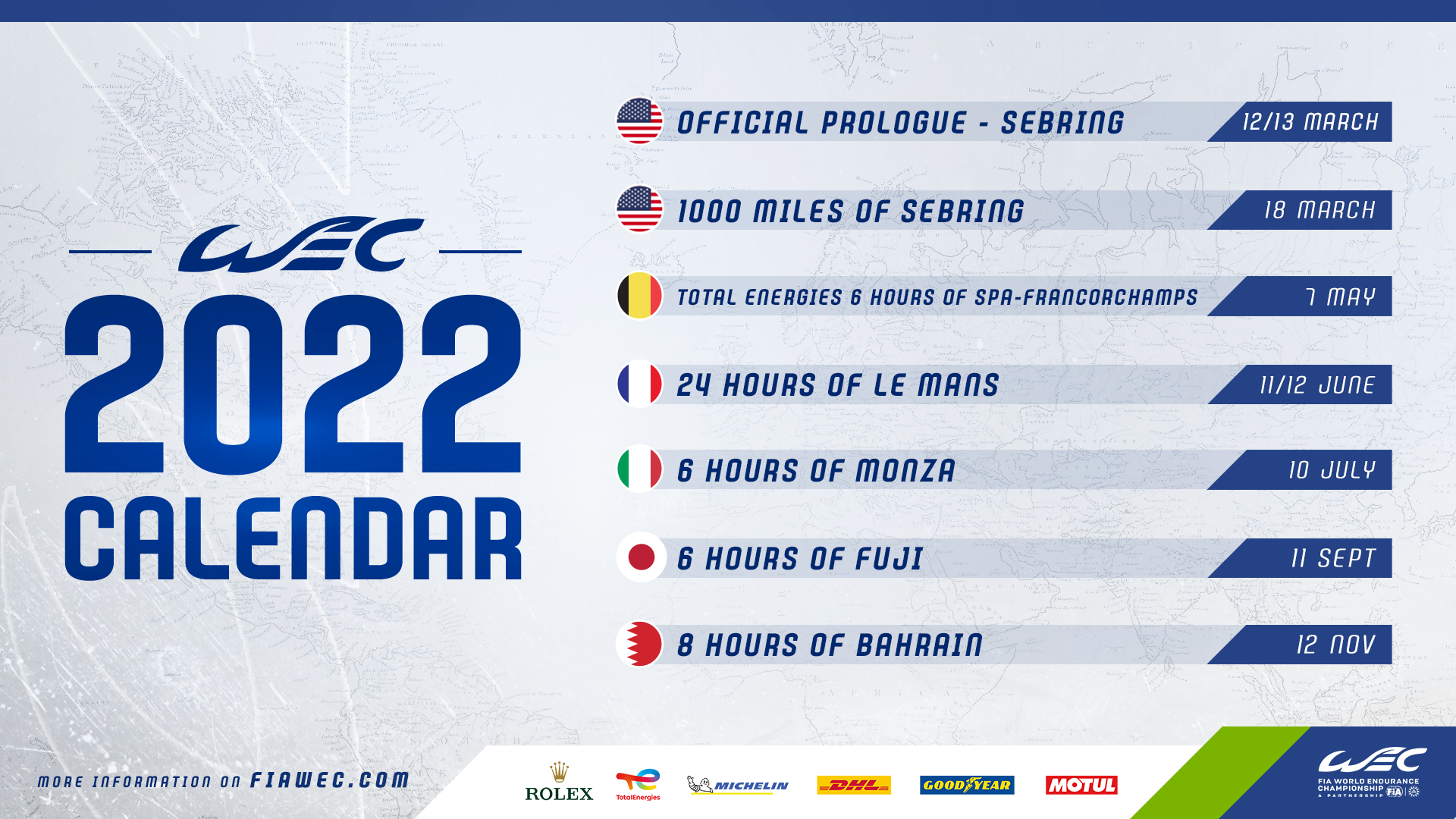 WEC Svelato Il Calendario 2022 6 Gare Con Sebring E Monza Con Un 